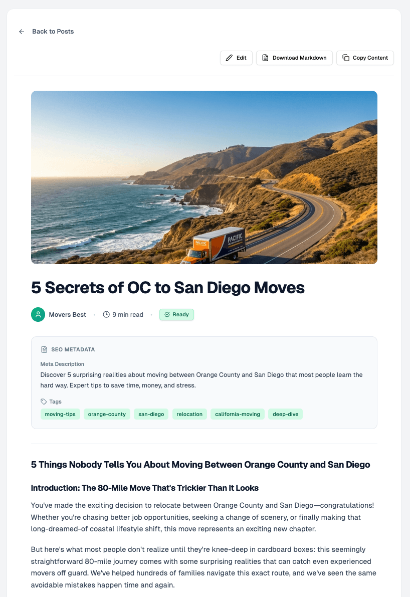 Trained on your site, your docs, and your actual brand voice